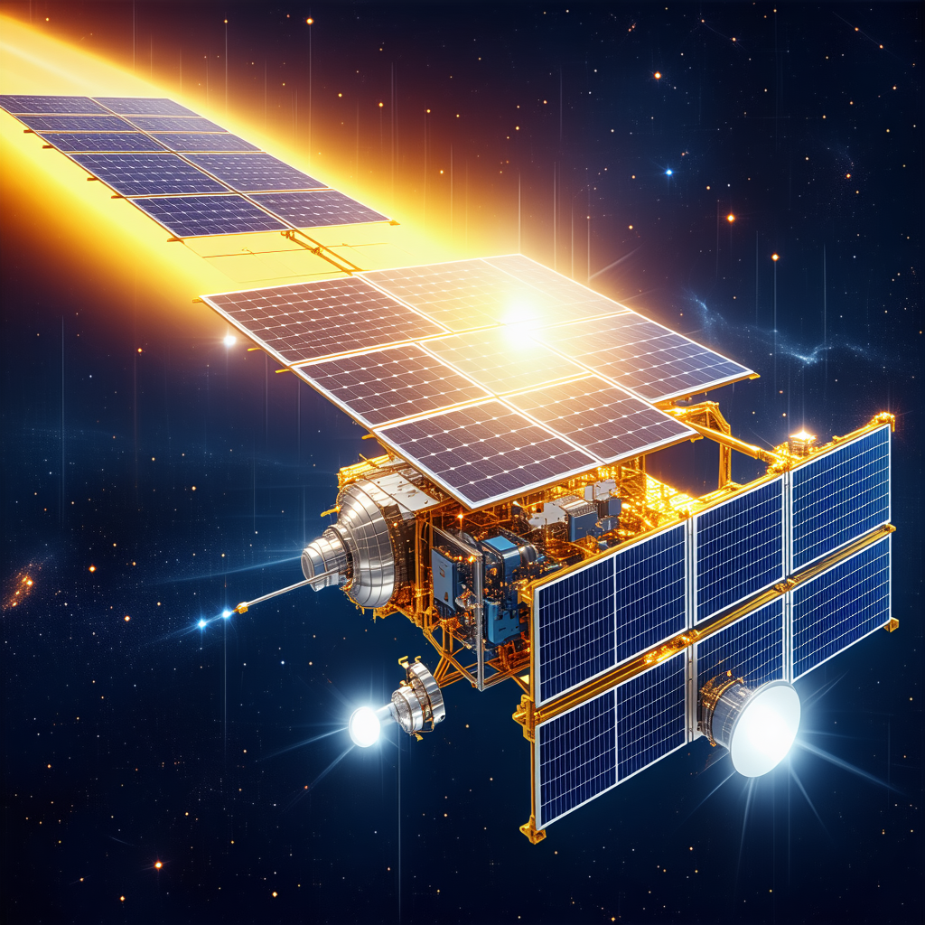 A Spacecraft With A Solar Panel On Its Side, Floating In The Vastness Of Space