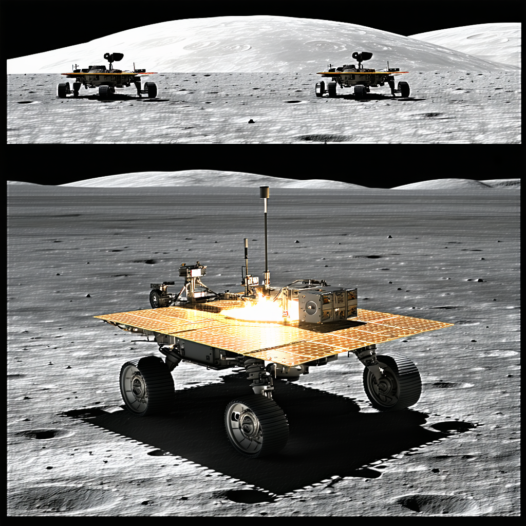 A Rover On The Moon, With A Large Antenna On Top Of It