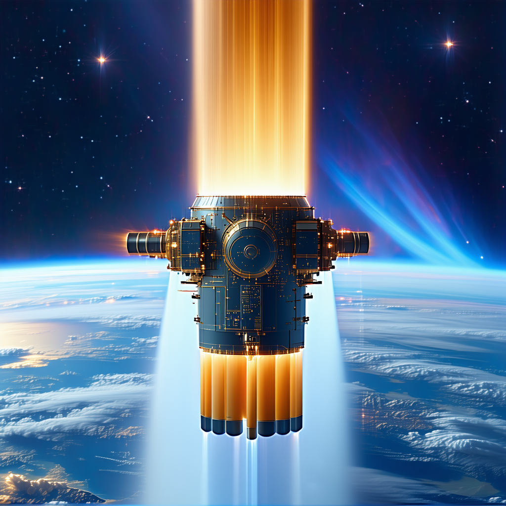 A Space Shuttle With A Rocket Booster Attached To Its Side, Flying Through The Sky