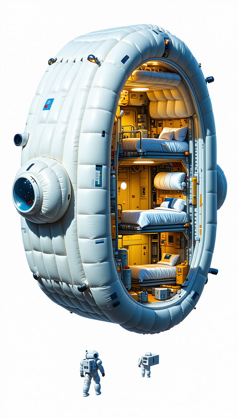 In The Image, There Is A Large White Spacecraft With A Round Shape, Resembling A Giant White Pillow