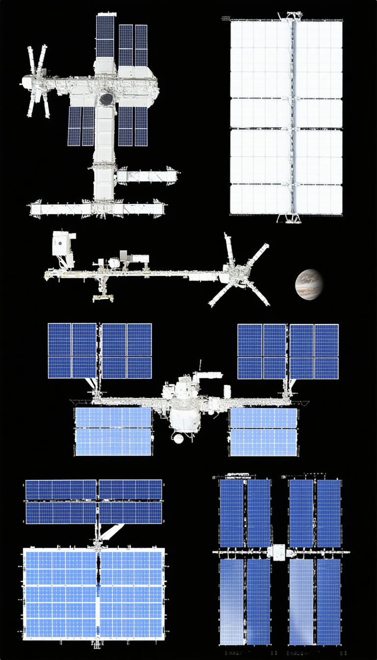 In This Image, There Are Several Spacecraft And A Planet Visible