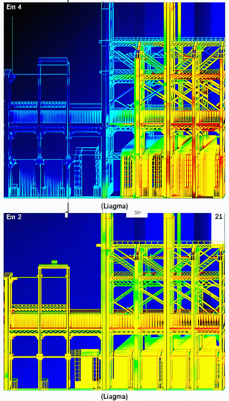 The Image Is A 3d Model Of A Building, Likely A Factory Or Warehouse