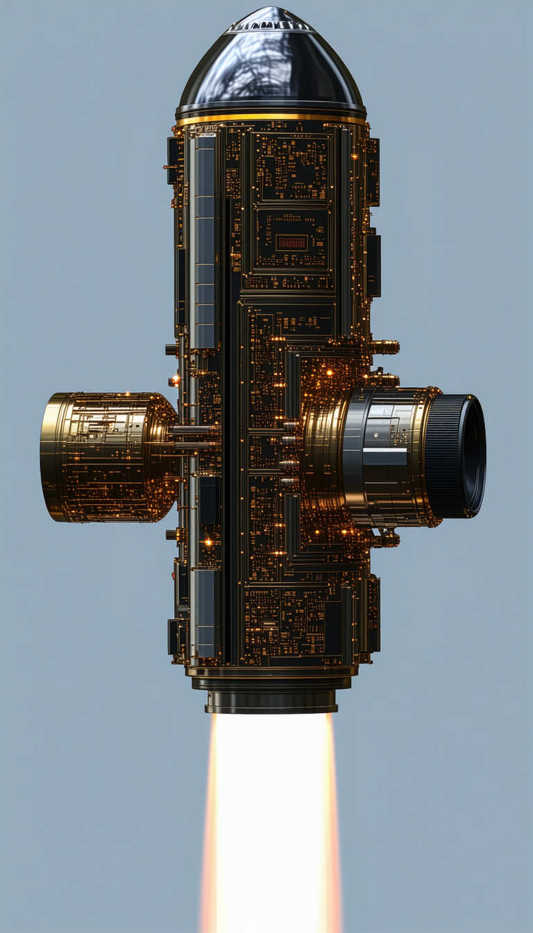A Futuristic Spacecraft Is Shown In A Close-up View