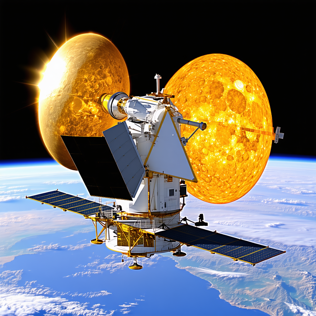 A Spacecraft With A Large Dome On Top, Flying Through The Sky