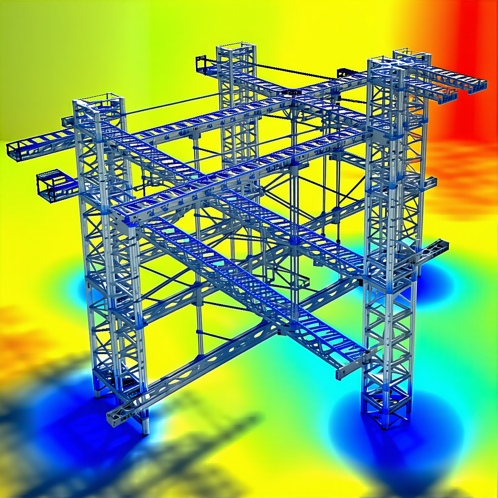 A Large, Blue, Metal Structure With A Unique Design