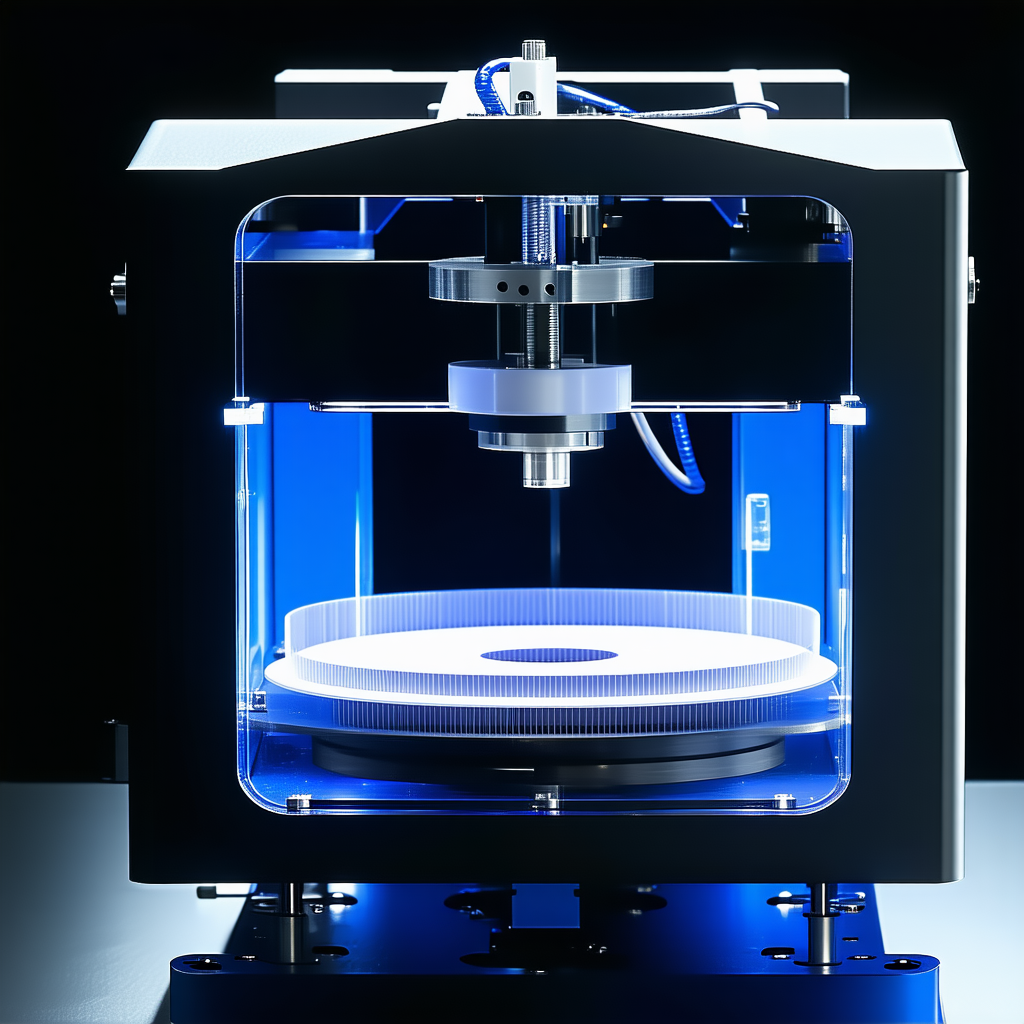 A Blue And White Machine With A Clear Plastic Top, Likely A 3d Printer