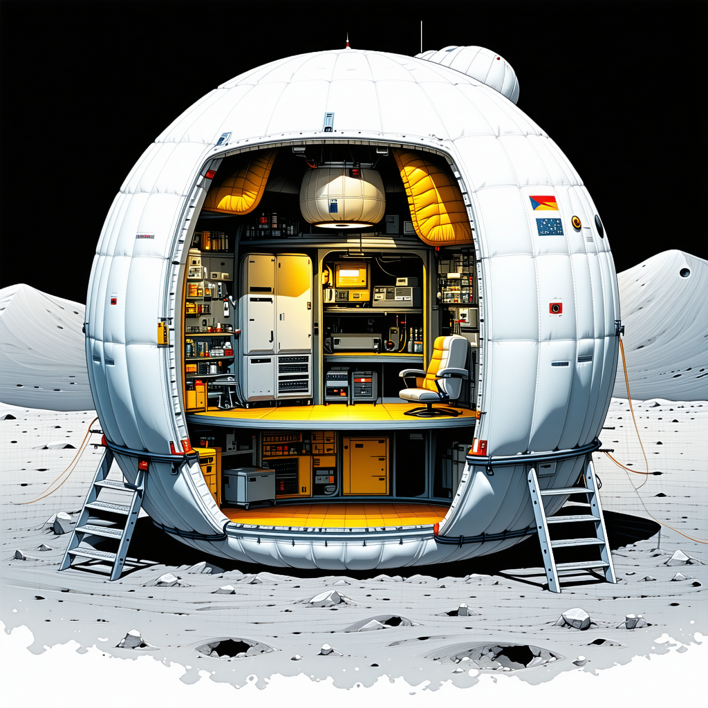 In The Image, There Is A Large White Spacecraft With A Dome-shaped Structure