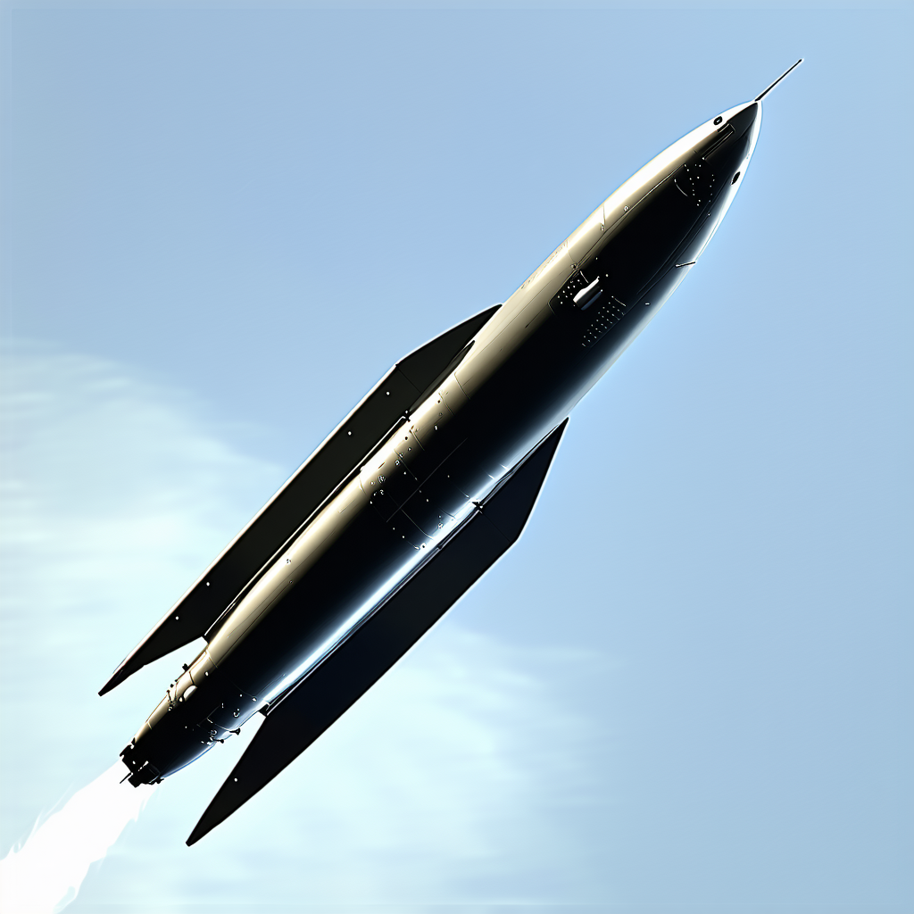 A Rocket Is Flying Through The Sky, Leaving A Trail Of Smoke Behind It