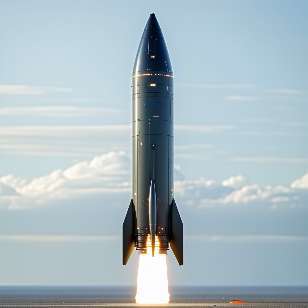 A Rocket Is Seen In The Sky, With Its Tail End Visible