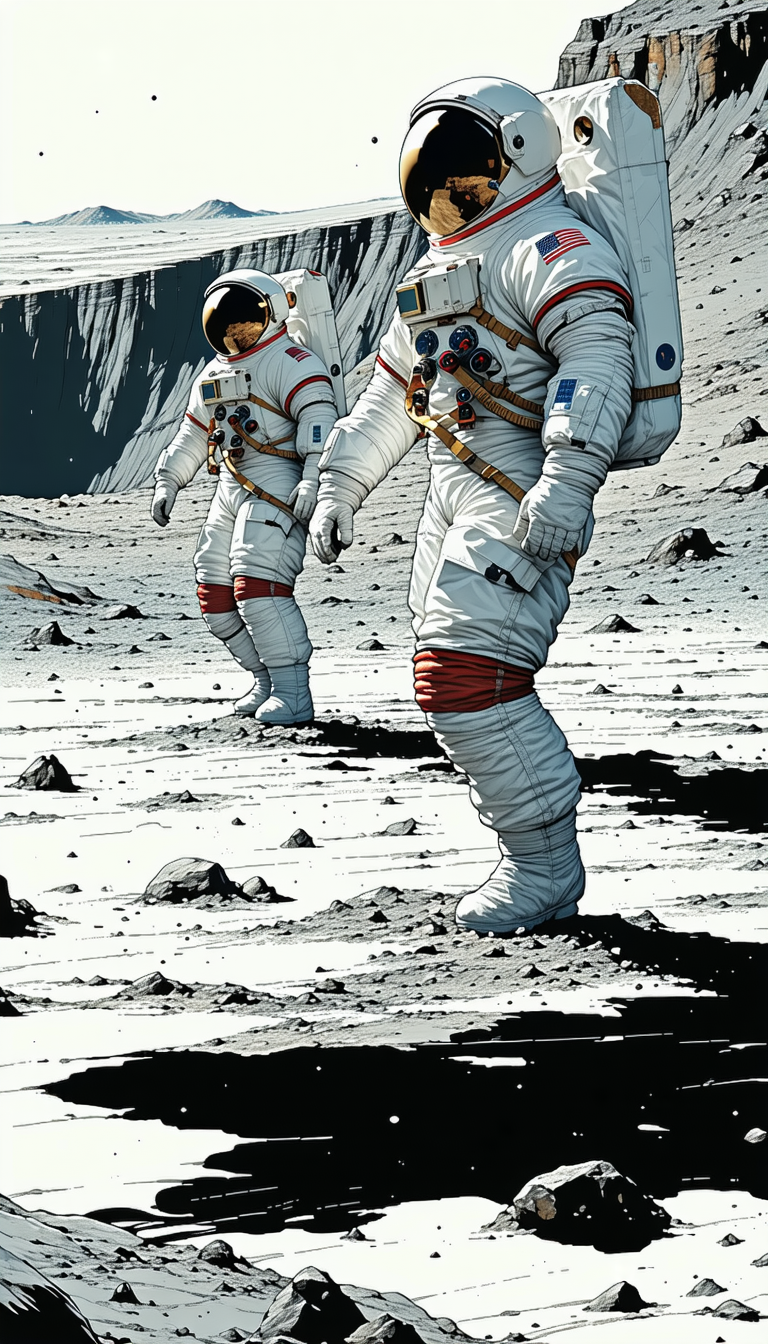 In The Image, There Are Two Astronauts Walking On The Moon