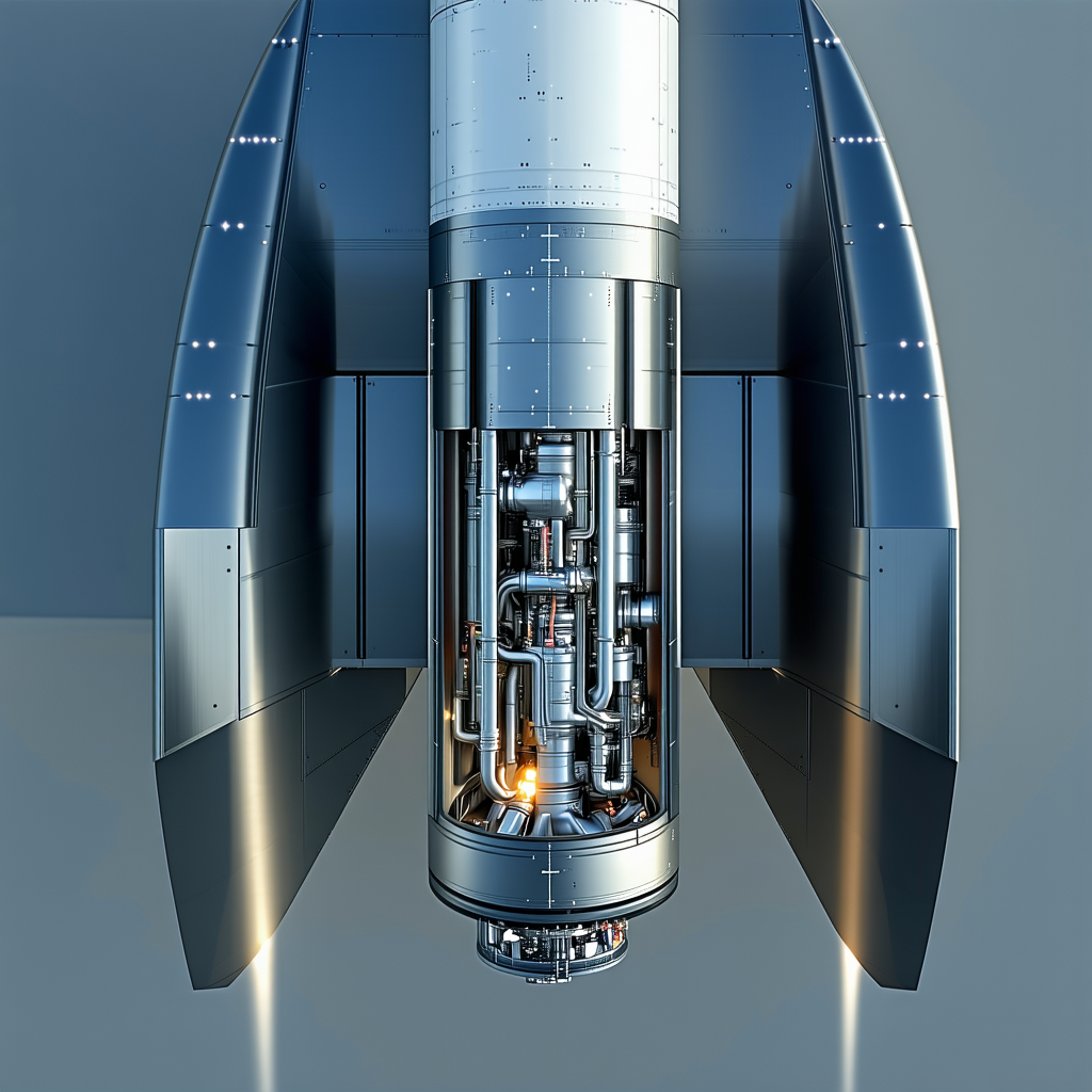 A Rocket Engine With A Large Pipe Extending From The Center Of The Engine