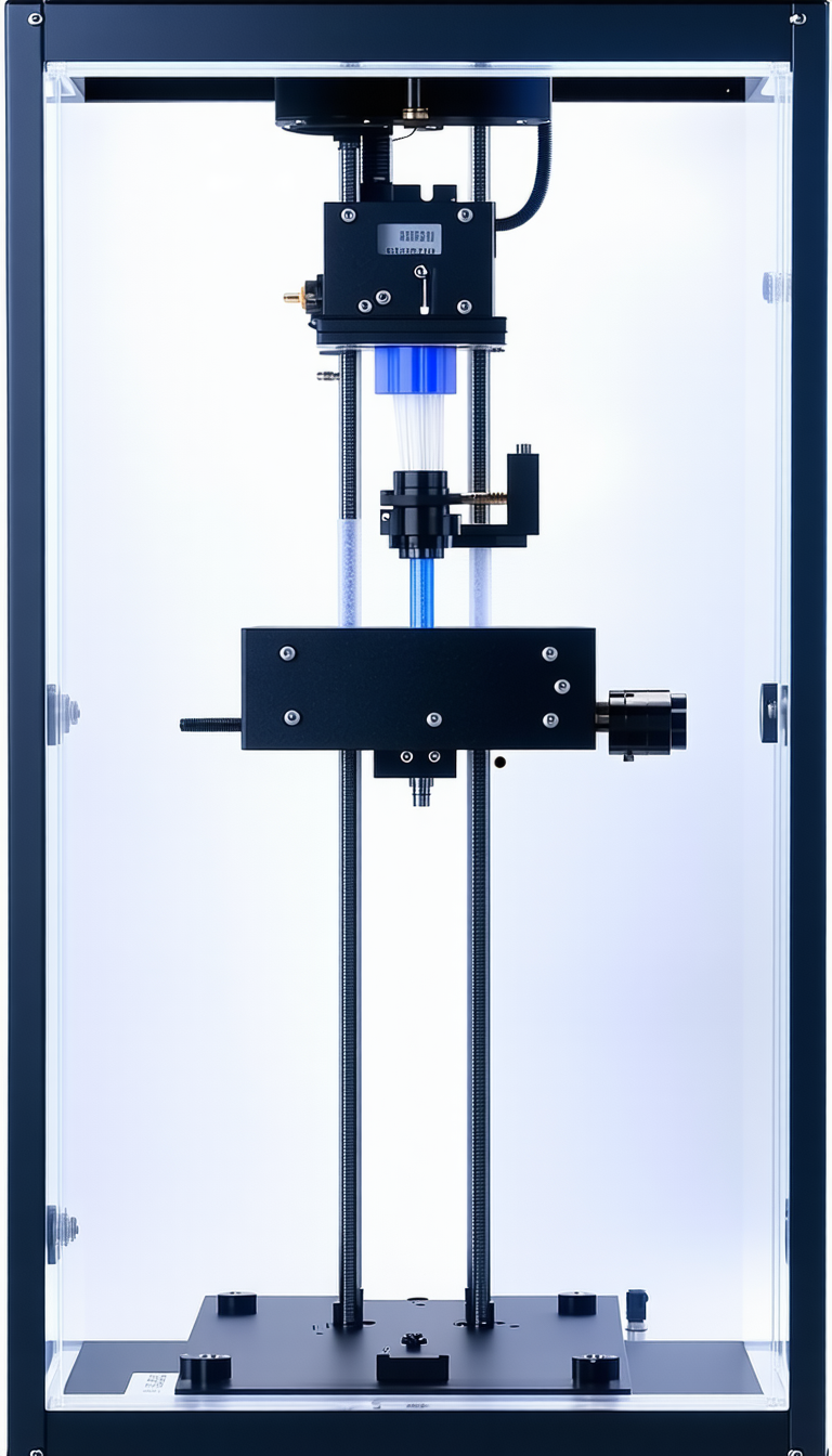 A Black And Blue Machine With A Blue Tube Inside