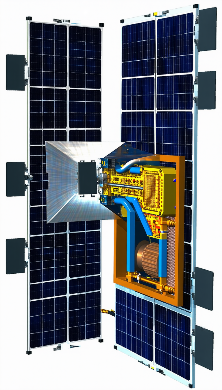 A Large Satellite Is Shown In A Close-up View