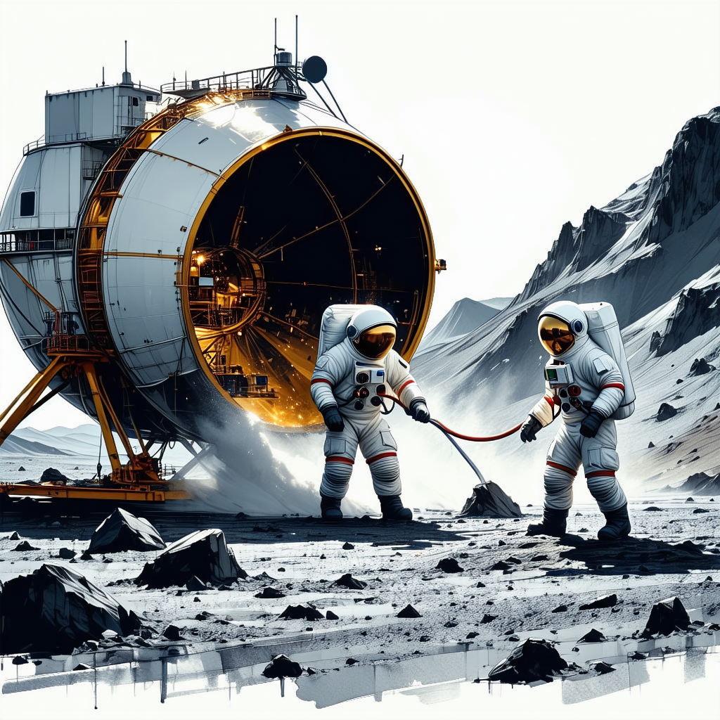 In The Image, There Are Two Astronauts Standing On A Rocky Surface, Possibly On The Moon