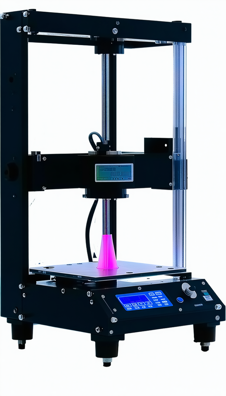 A 3d Printer In Action, Creating A Pink Object