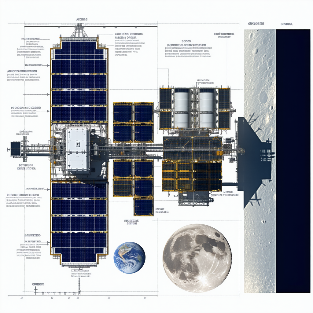 The Image Is A Diagram Of A Space Station, Showing The Various Components And Their Functions