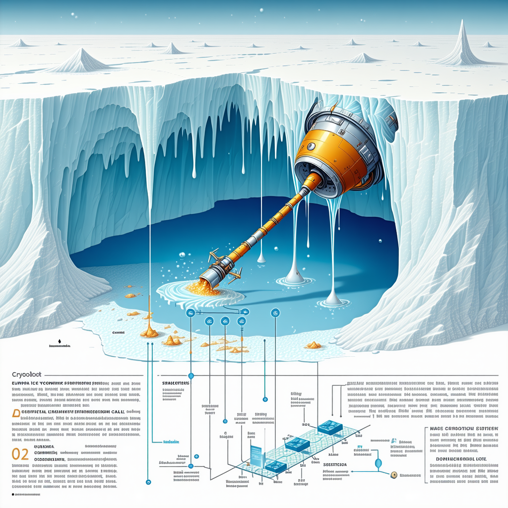 The Image Is A Blue And White Illustration Of A Machine That Is Pumping Water Into A Large Iceberg