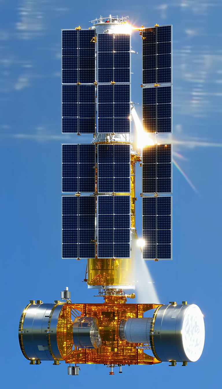 A Space Station With A Large Solar Panel On Its Side