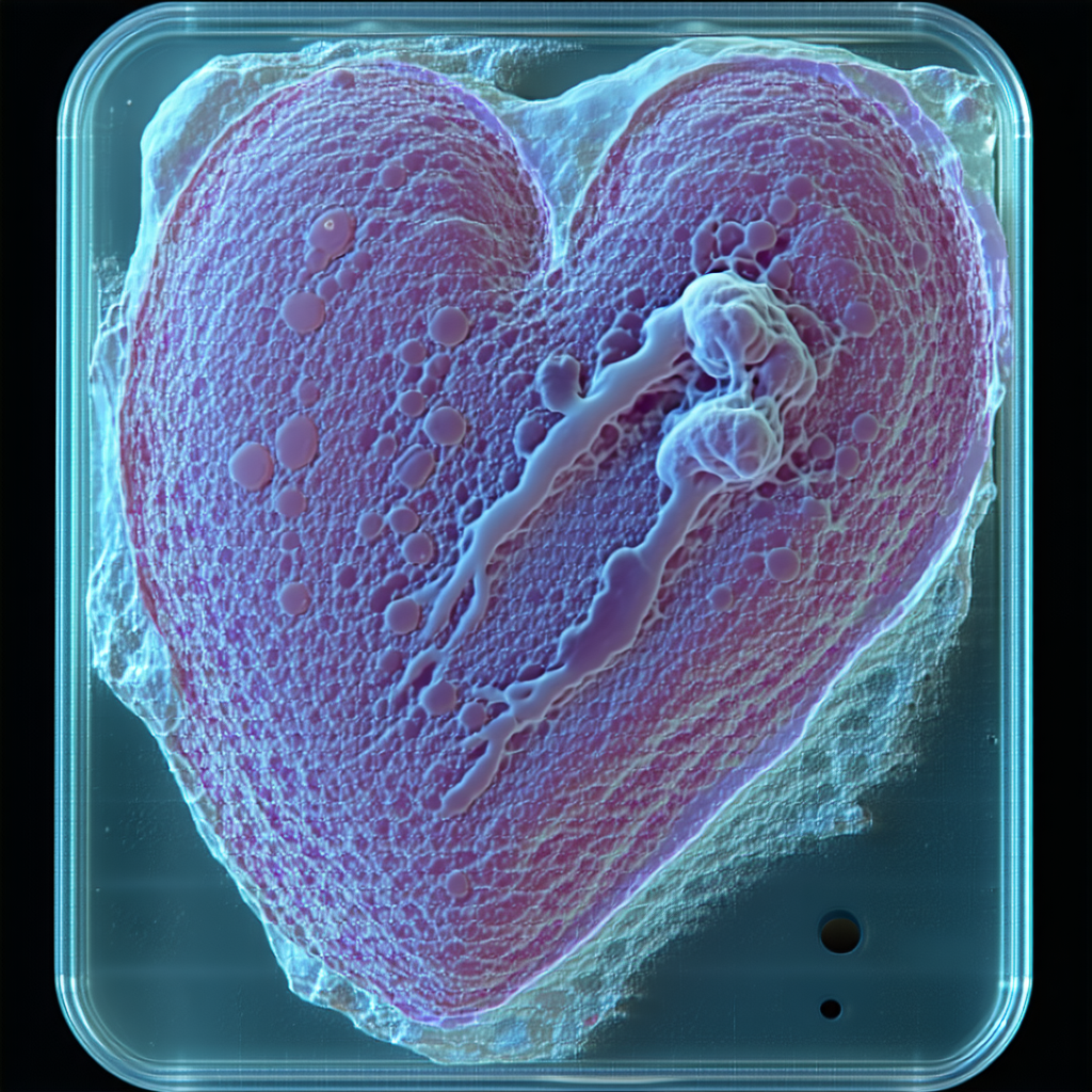 A Purple Heart-shaped Object Is Displayed In A Glass Case
