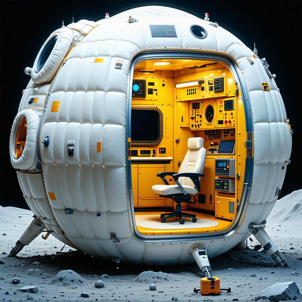 A Large White Spacecraft With A Yellow Interior