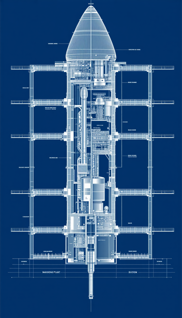 The Image Is A Blueprint Of A Large Building, Possibly A Factory Or A Space Station