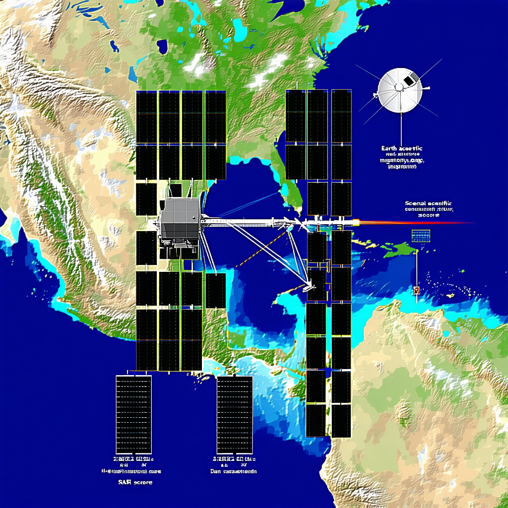 The Image Is A Satellite View Of The Earth, Showing The Location Of A Space Station