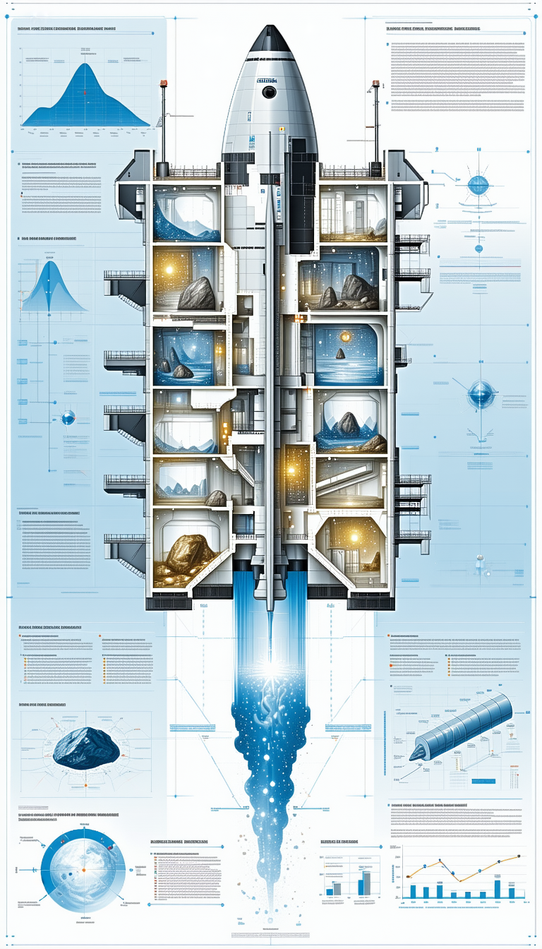 A Large, Multi-level Building Is Shown In A Blue And White Poster