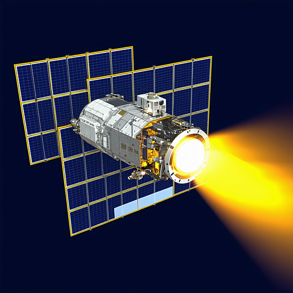 A Spacecraft With A Bright Light Coming From It