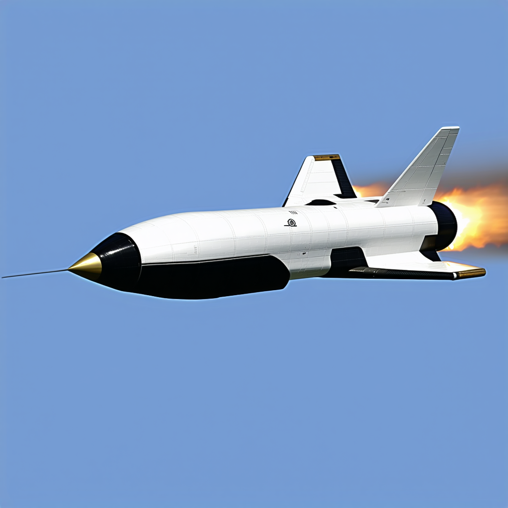 A White Jet Is Flying Through The Sky, Leaving A Trail Of Smoke Behind It