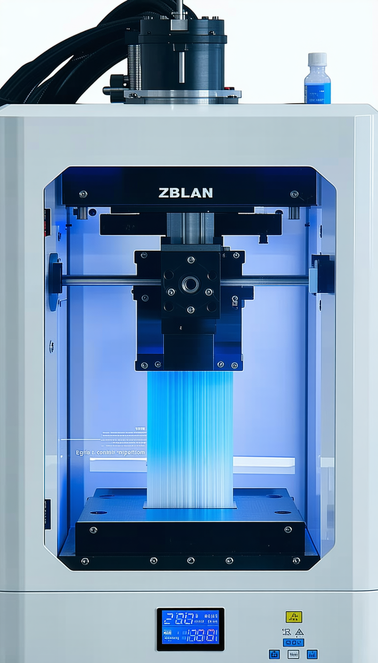 A Blue And White Machine Is Making A Blue And White Plastic