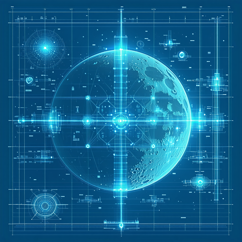 A Blue And White Image Of A Moon Is Displayed On A Blue Background