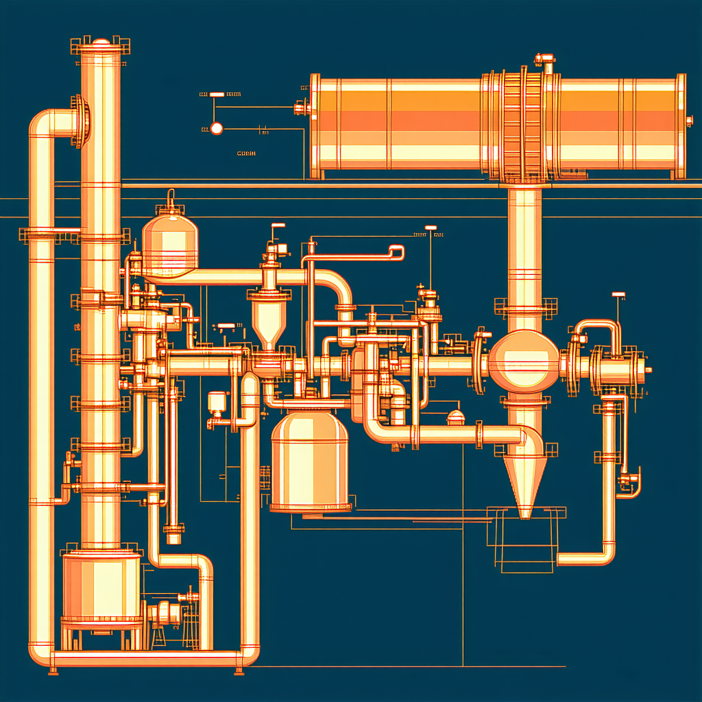 The Image Is A Blueprint Of A Large Industrial Plant, Featuring A Variety Of Pipes And Valves