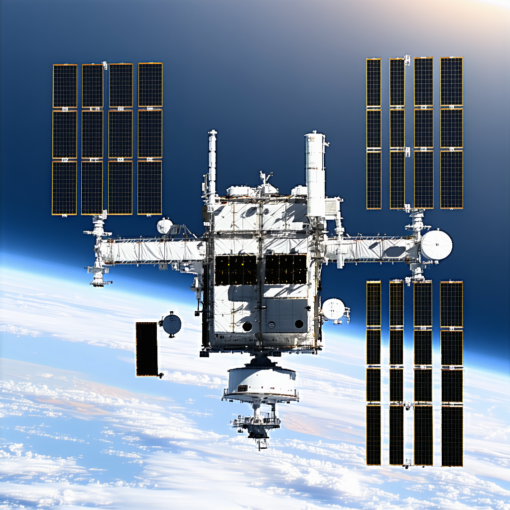 A Large Space Station With A Dome-shaped Structure, Which Is Likely A Space Shuttle