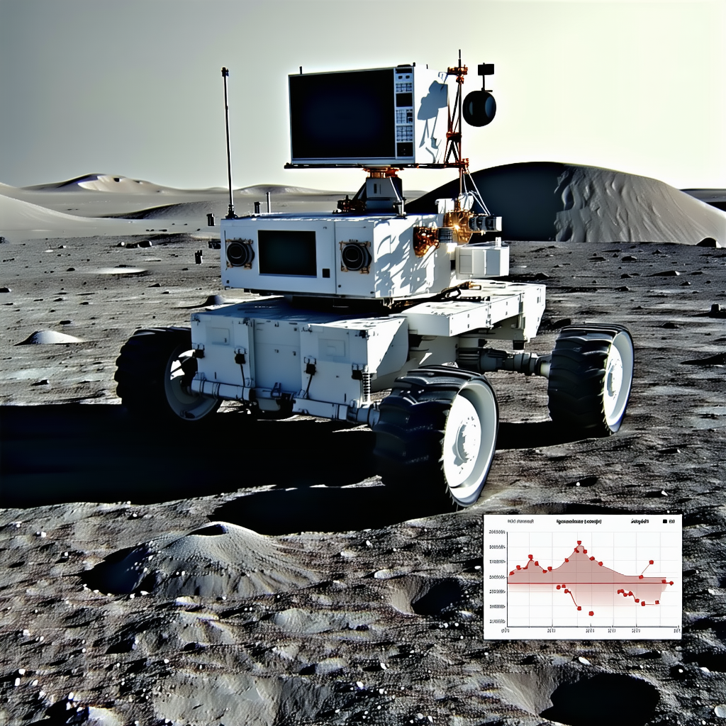 A White Robotic Vehicle, Possibly A Rover, Parked On A Rocky Surface