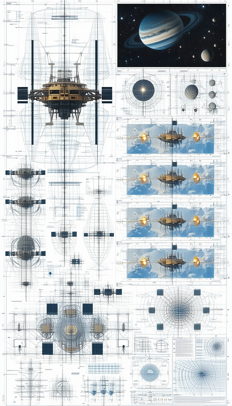 A Blueprint Of A Spaceship Is Displayed In A Drawing