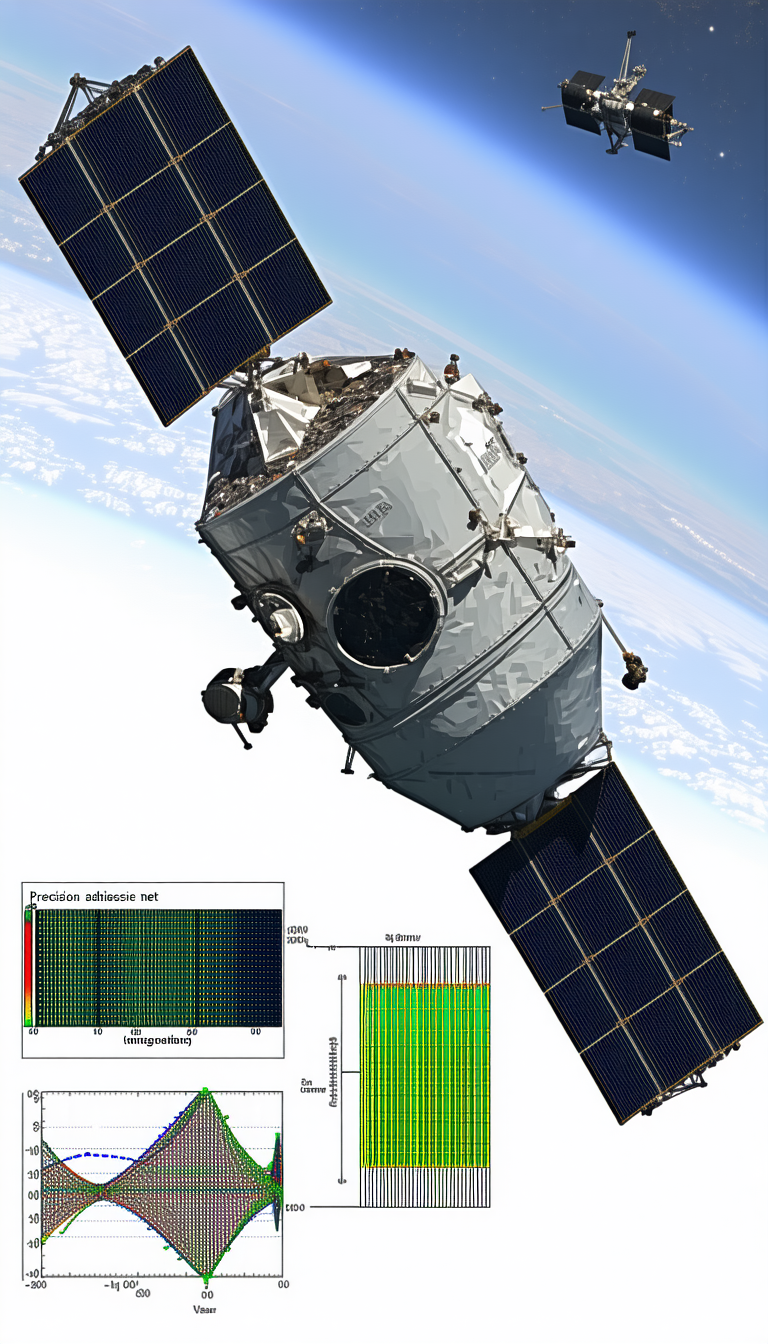 A Space Shuttle Flying Through The Sky, With A Large Satellite Attached To The Side Of It