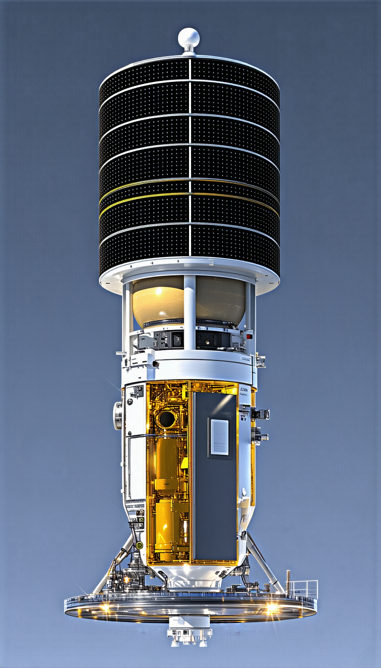 A Large Satellite Dish With A Yellow And Black Color Scheme