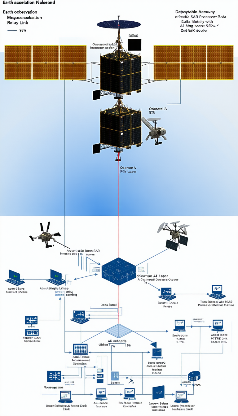 The Image Is A Diagram Showing The Relationship Between A Satellite And A Laptop
