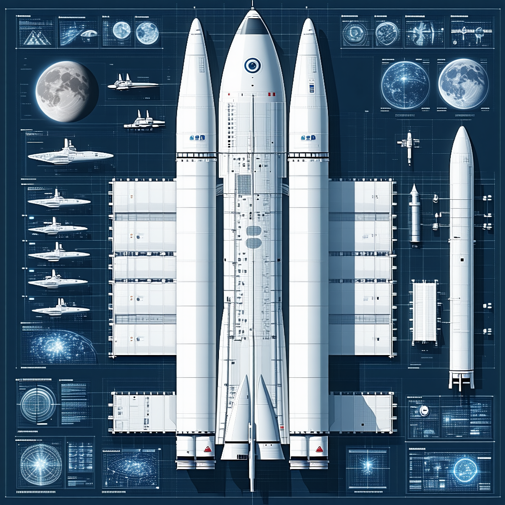 A Large White Space Shuttle Is Shown In A Blue And White Illustration