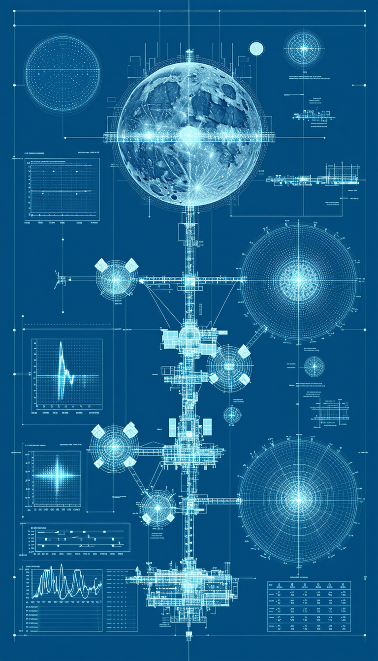 A Blue Drawing Of A Space Station Is Displayed