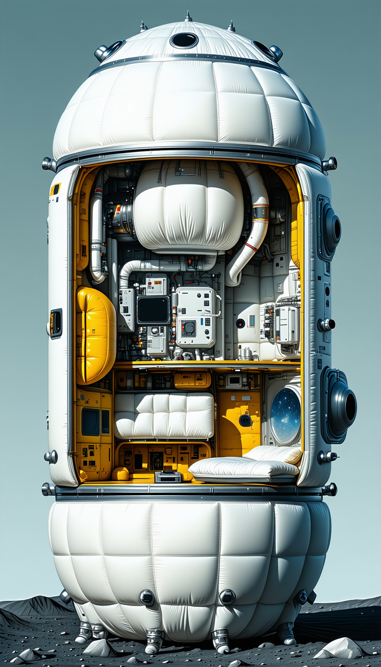 In The Image, There Is A Large White Spacecraft With A Yellow Interior