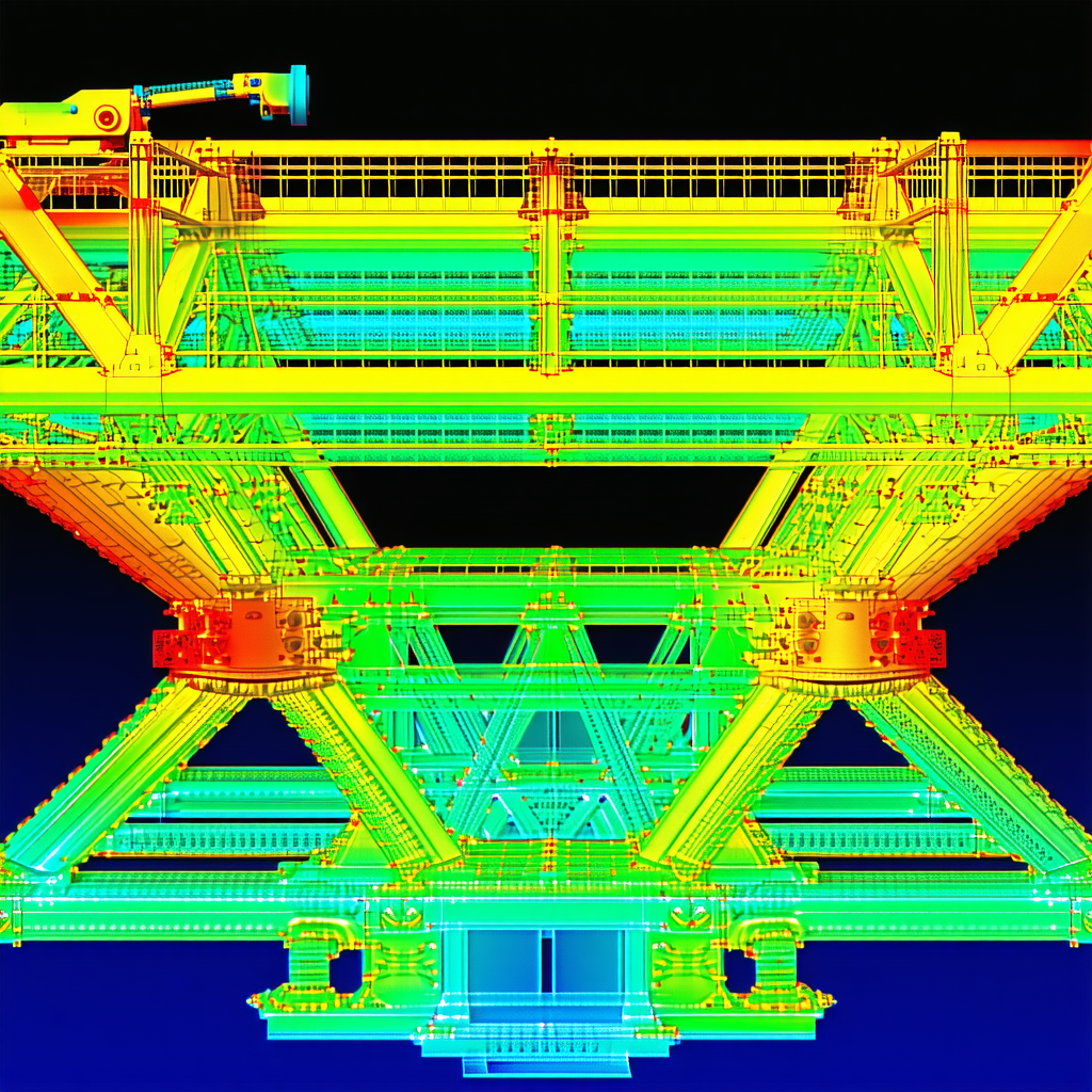 A Large, Three-dimensional Model Of A Crane Is Displayed In A Blue Room
