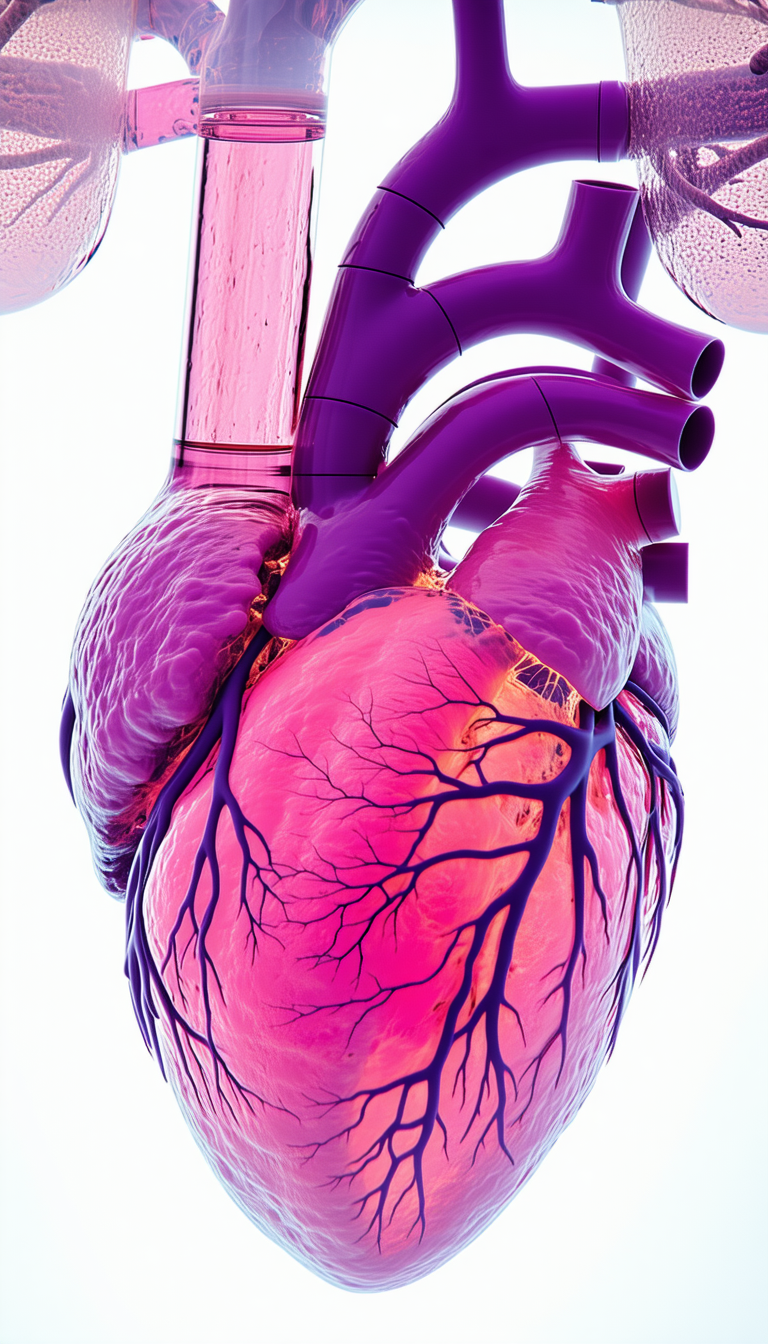The Image Is A Close-up Of A Heart, Showcasing Its Intricate Structure And Blood Vessels