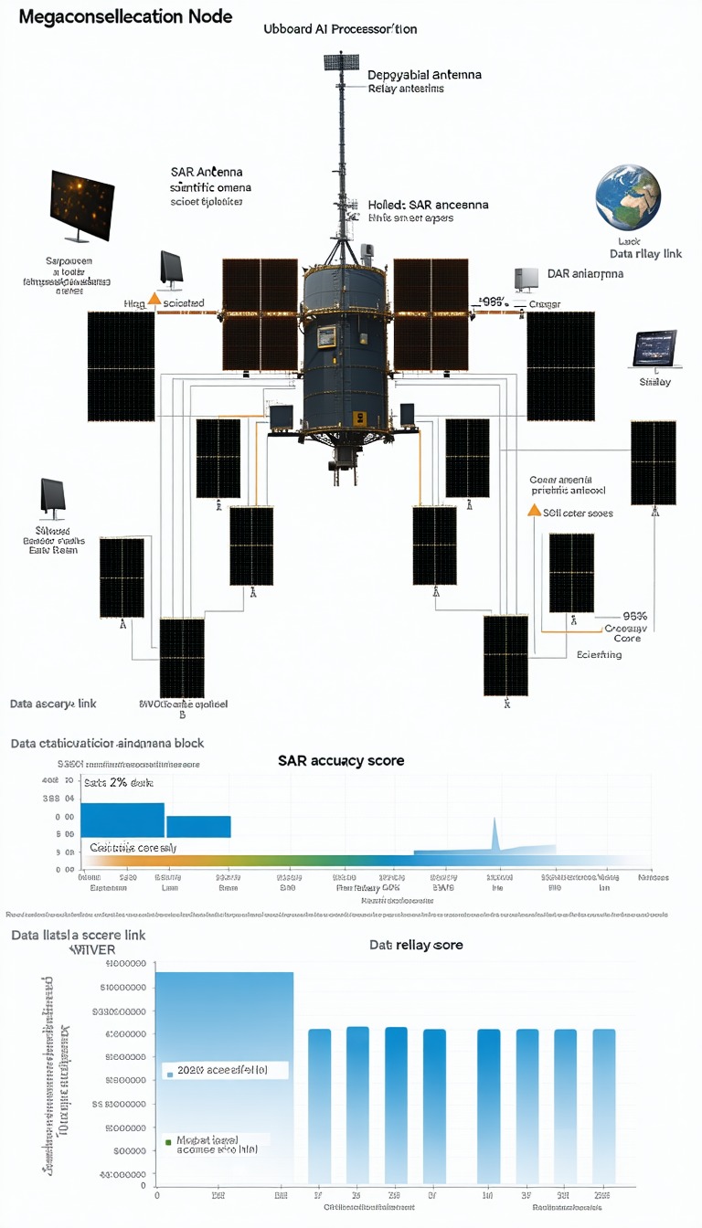 The Image Is A Diagram Showing The Different Components Of A Satellite