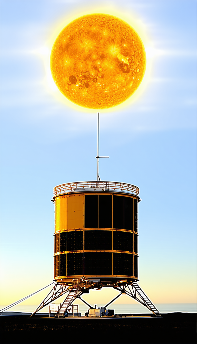 A Large Yellow Structure With A Black Top Is Shown In The Image