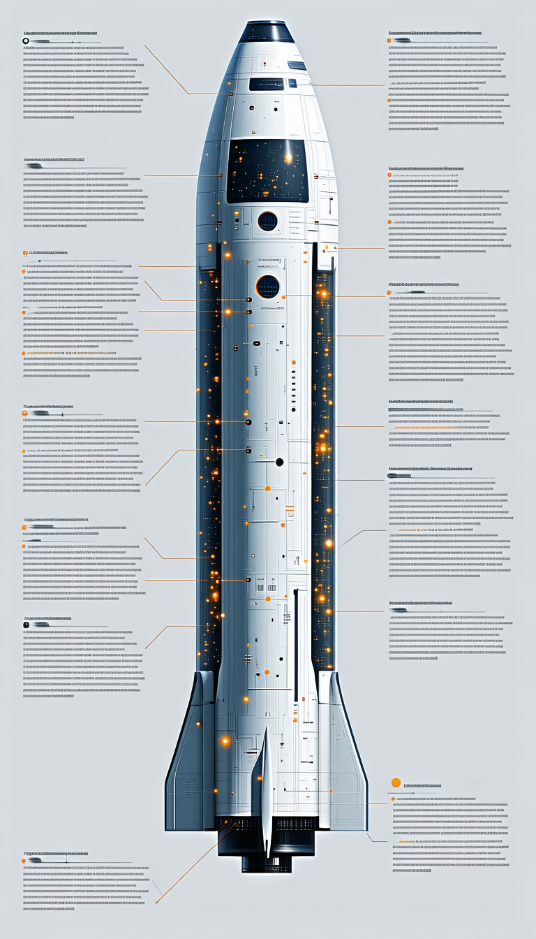A Large Rocket Ship Is Shown In A Diagram, With Various Parts Labeled