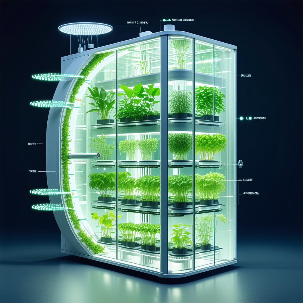 A Large, Illuminated Greenhouse Filled With Various Plants