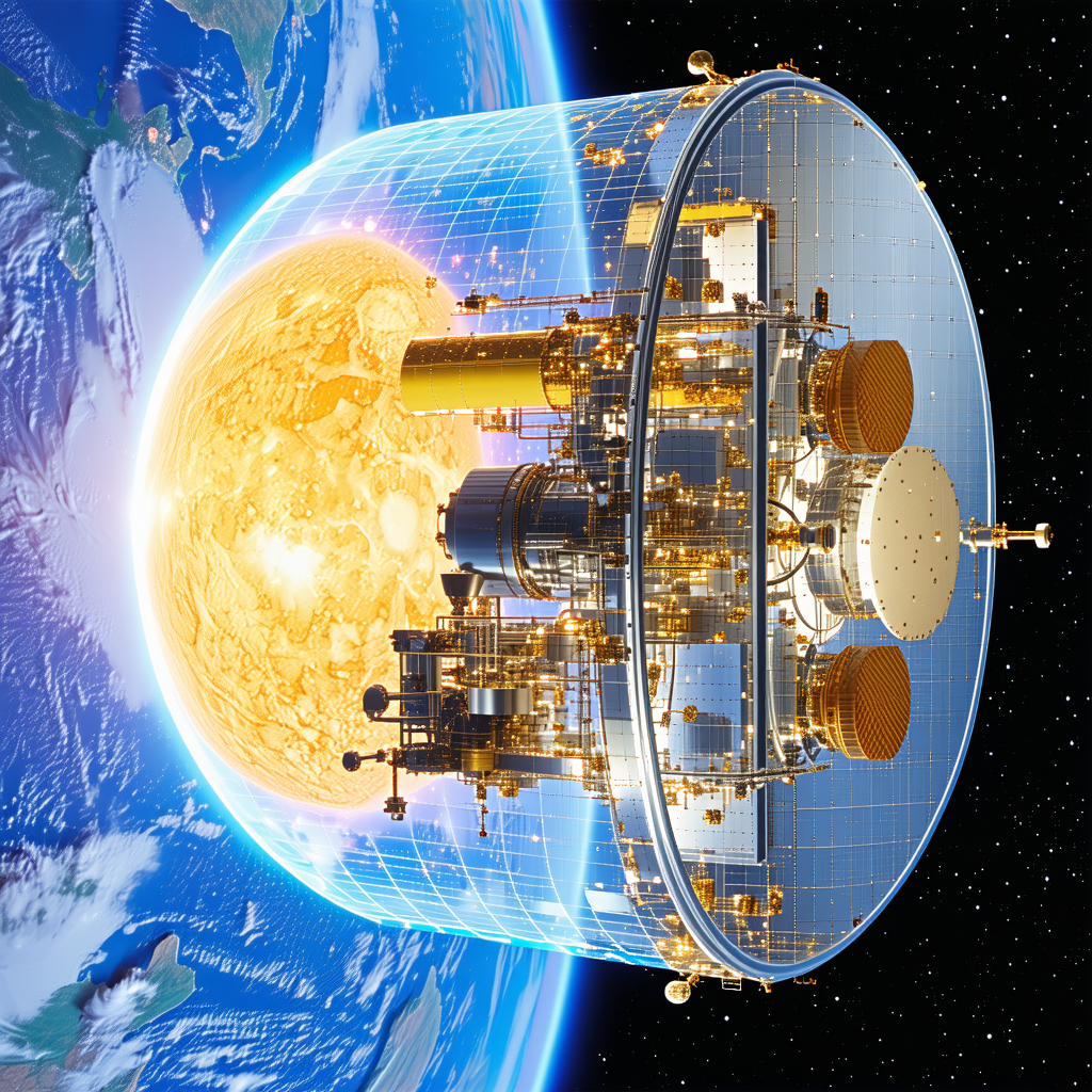 A Large Space Station, Possibly A Satellite, Floating In The Sky Above The Earth