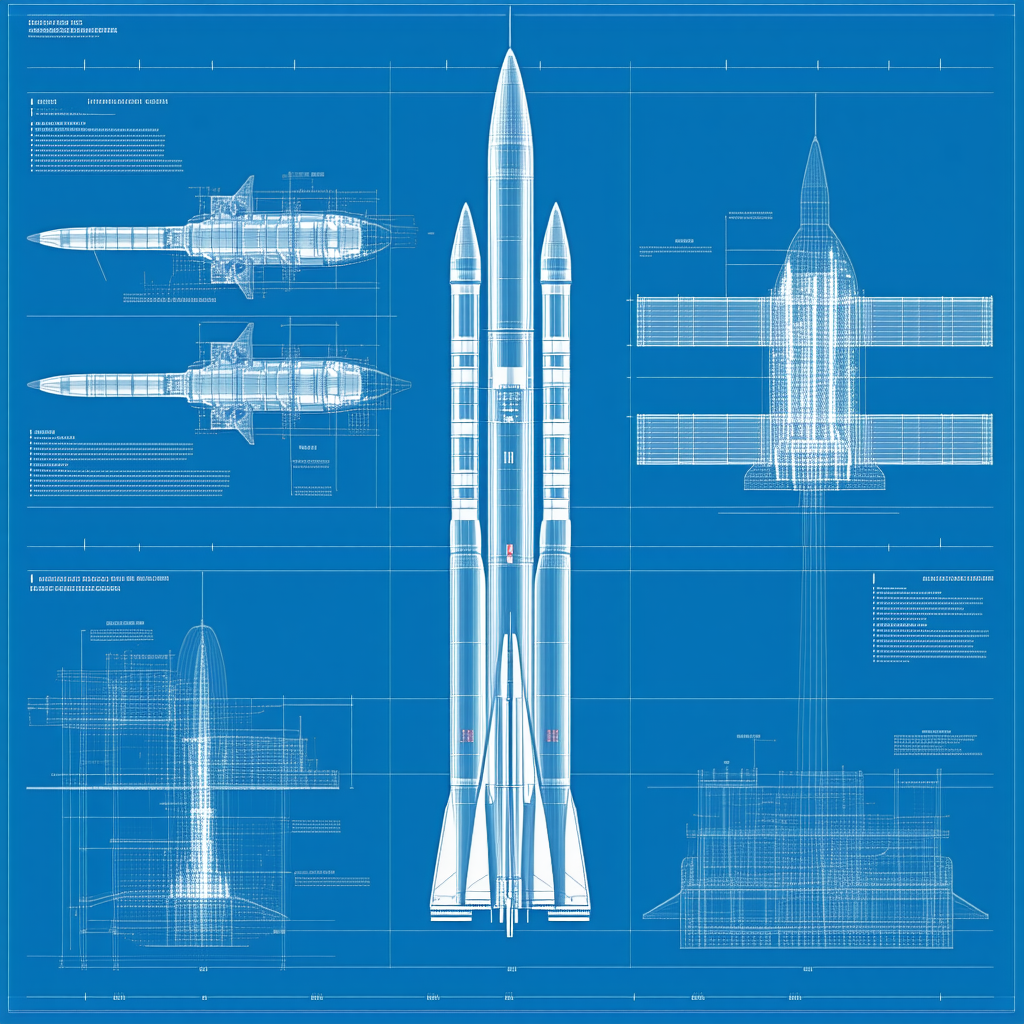 A Blue Diagram Shows The Different Parts Of A Rocket
