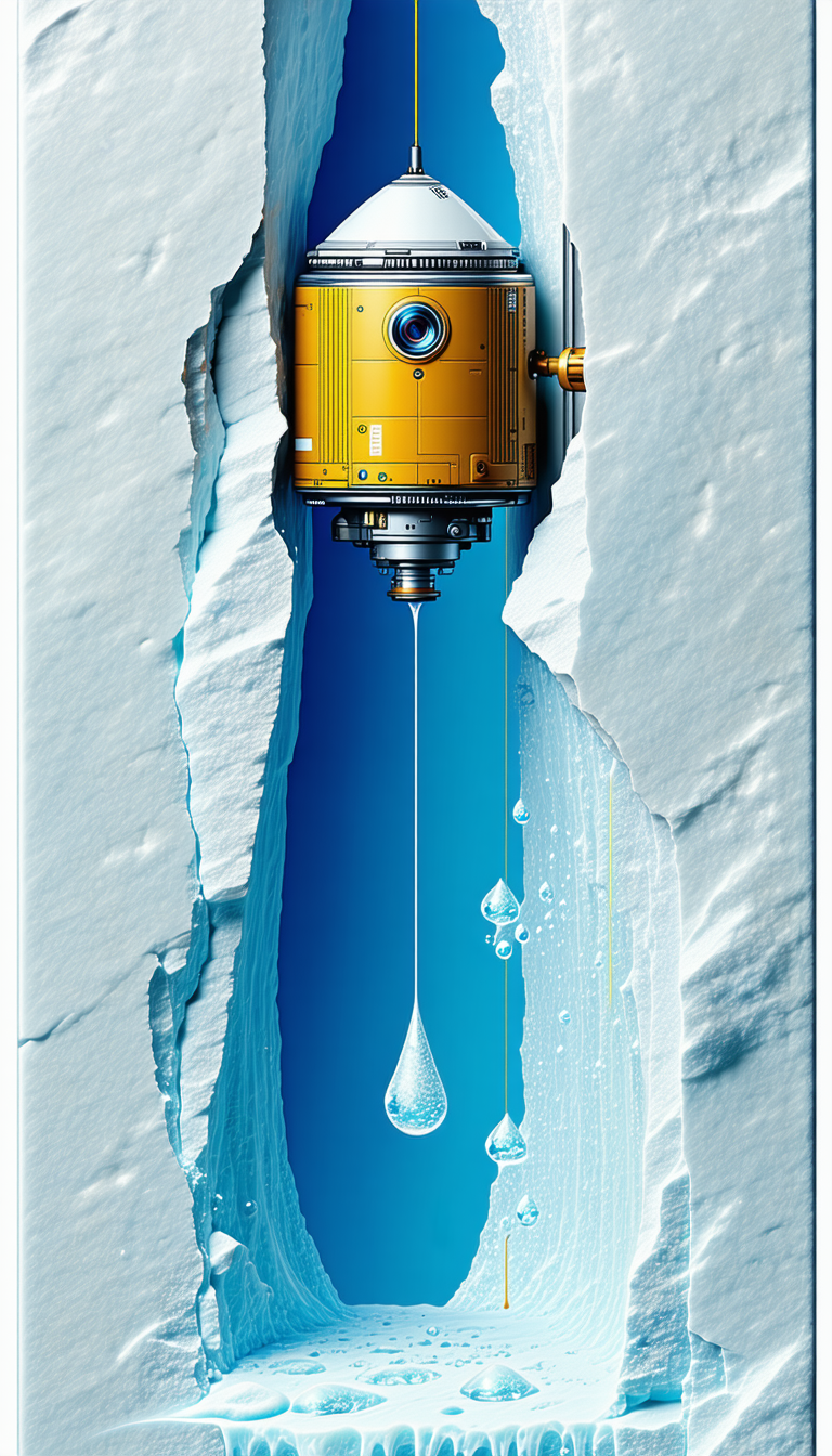 A Large Yellow Object, Possibly A Piece Of Machinery Or A Vehicle, Sticking Out Of A Large Iceberg